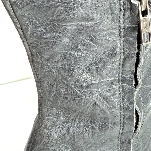 Ugg Ashur 5760 Boots Womens EU 38 US 7 Gray Crinkled Leather Knee High Boho - Picture 5 of 16